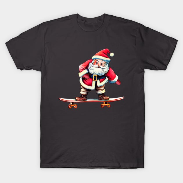 Skateboard Santa T-Shirt by MZeeDesigns